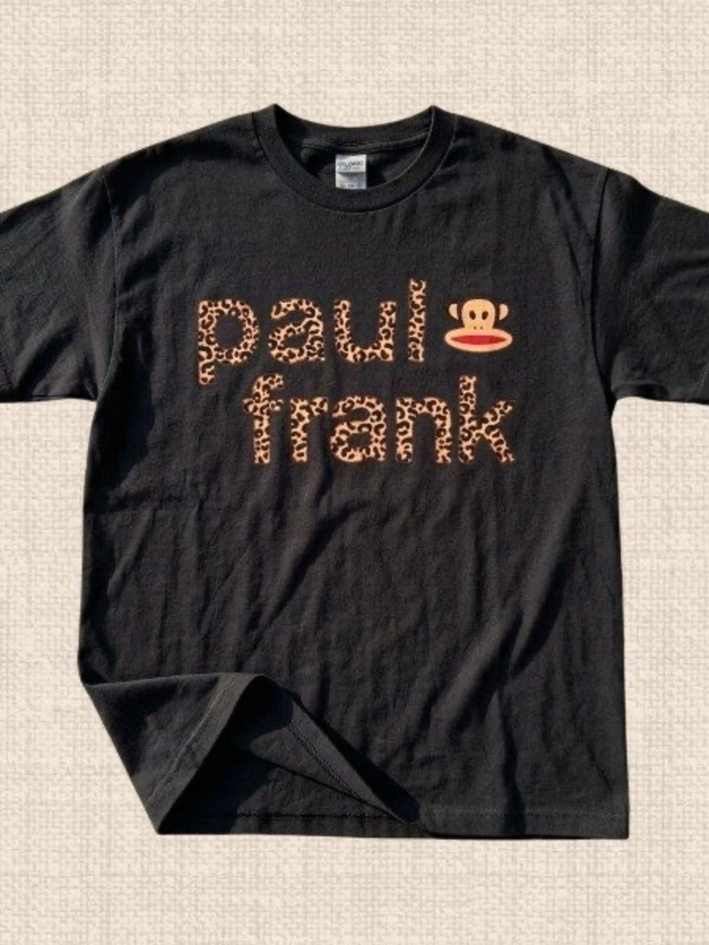 Paul Monkey Gildan Black T-Shirt with Leopard
